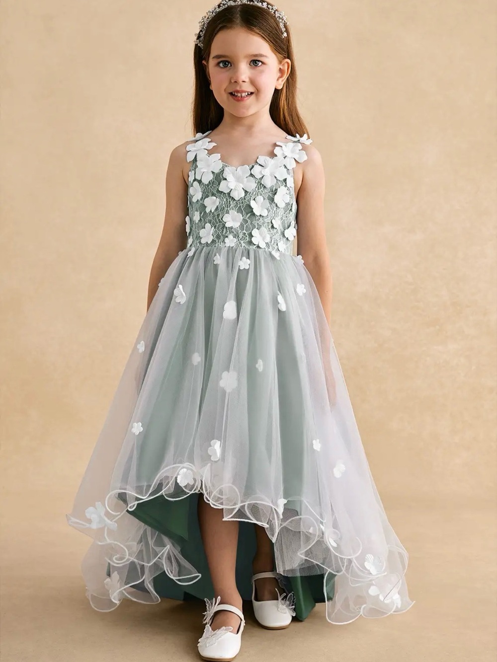 Azazie Flower Girl Dress in Eucalyptus